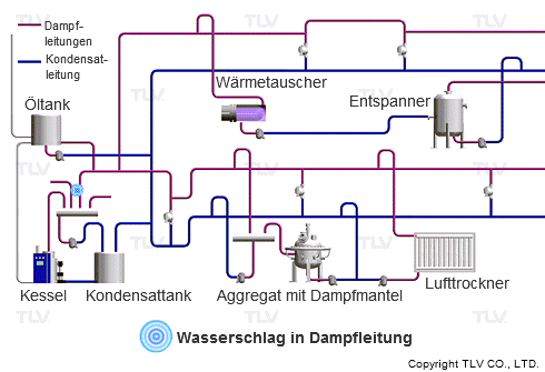 Orte, an denen Wasserhammer (Dampfhammer) auftritt, nach Typ