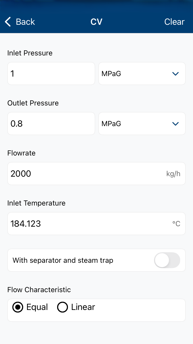 TLV Valve Calculator for steam valve selection