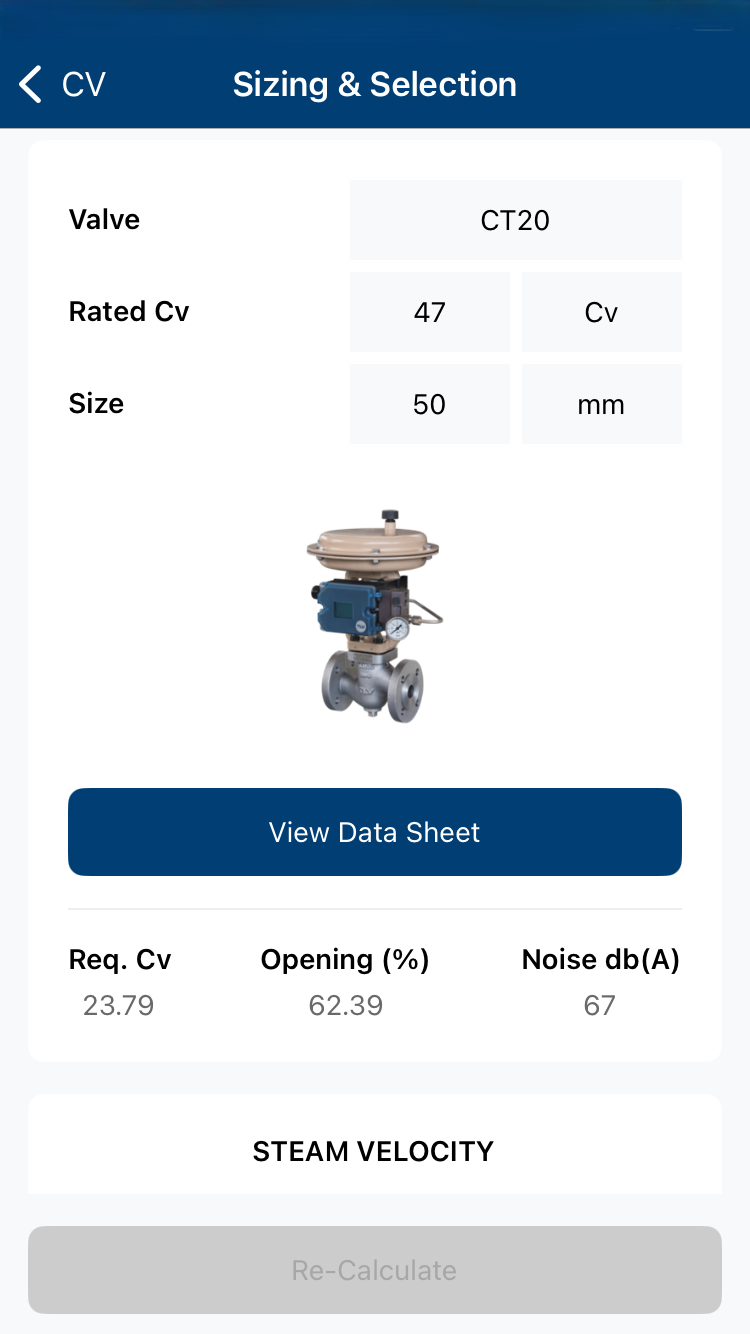 TLV Valve Calculator for steam valve selection