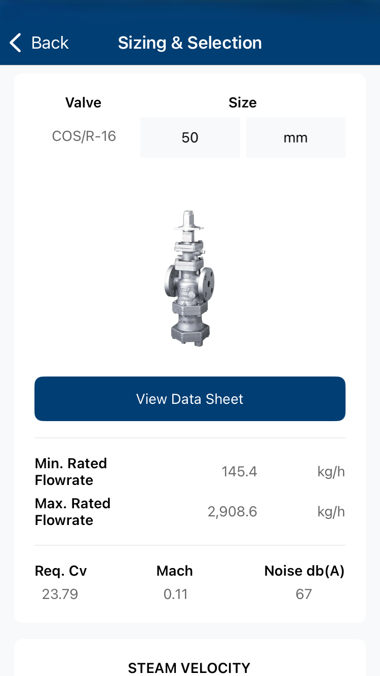 TLV Valve Calculator for steam valve selection