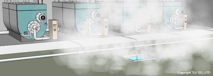 貫流ボイラー：廃高温水熱交換器の導入前