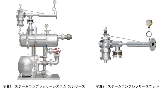写真1 スチームコンプレッサーシステム SCシリーズ  写真2 スチームコンプレッサーユニット