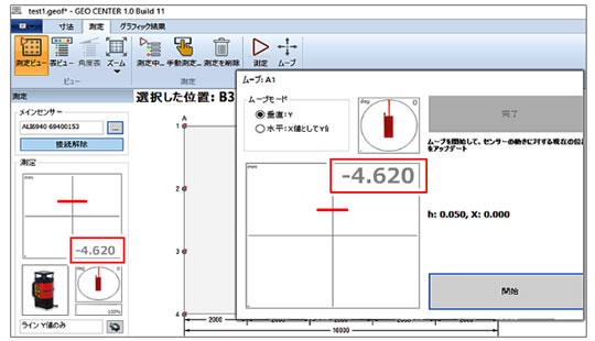 レーザー平面度計測器の測定結果の表示