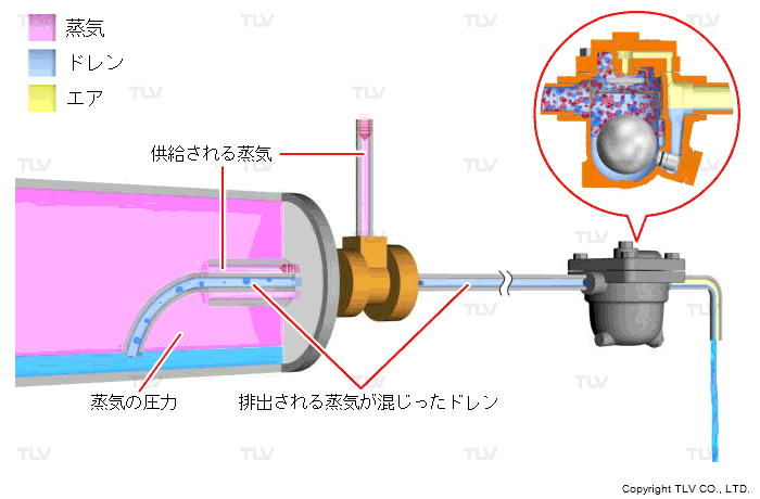 スチームロッキングが起こりやすいサイフォン管
