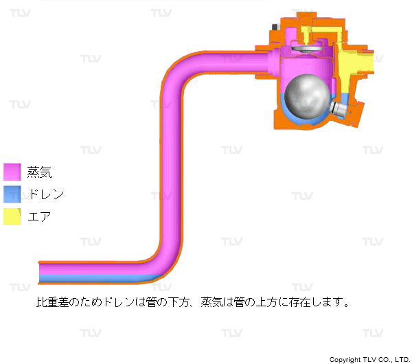 スチームトラップ手前の立ち上がり配管はNG