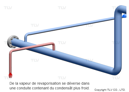 Water hammer due to confluence of hot steam and cold condensate